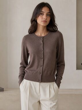 Banana Republic XS Brown Silk Cotton Cashmere Cardigan Sweater Quiet Luxury